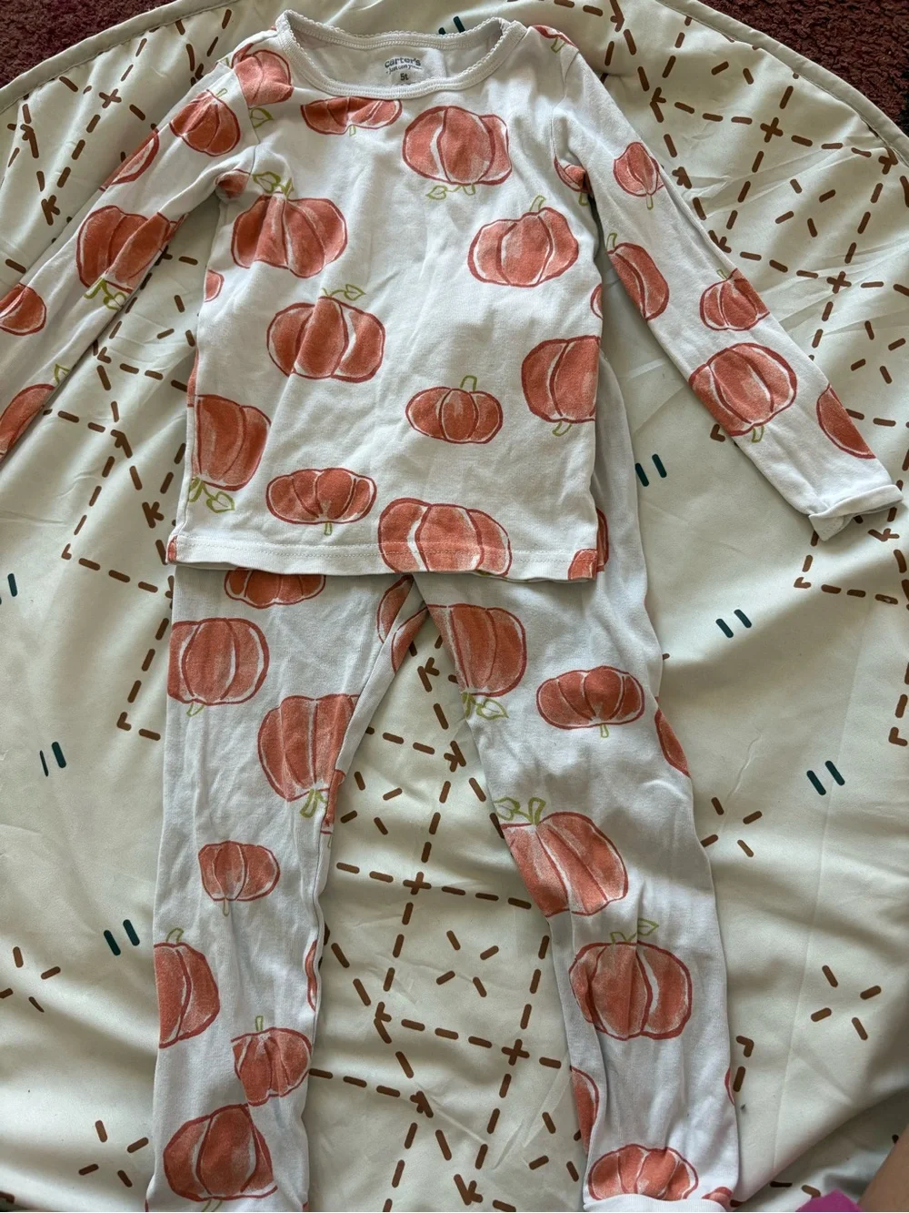 Carter's White Pajama Set with Orange Pumpkin Print